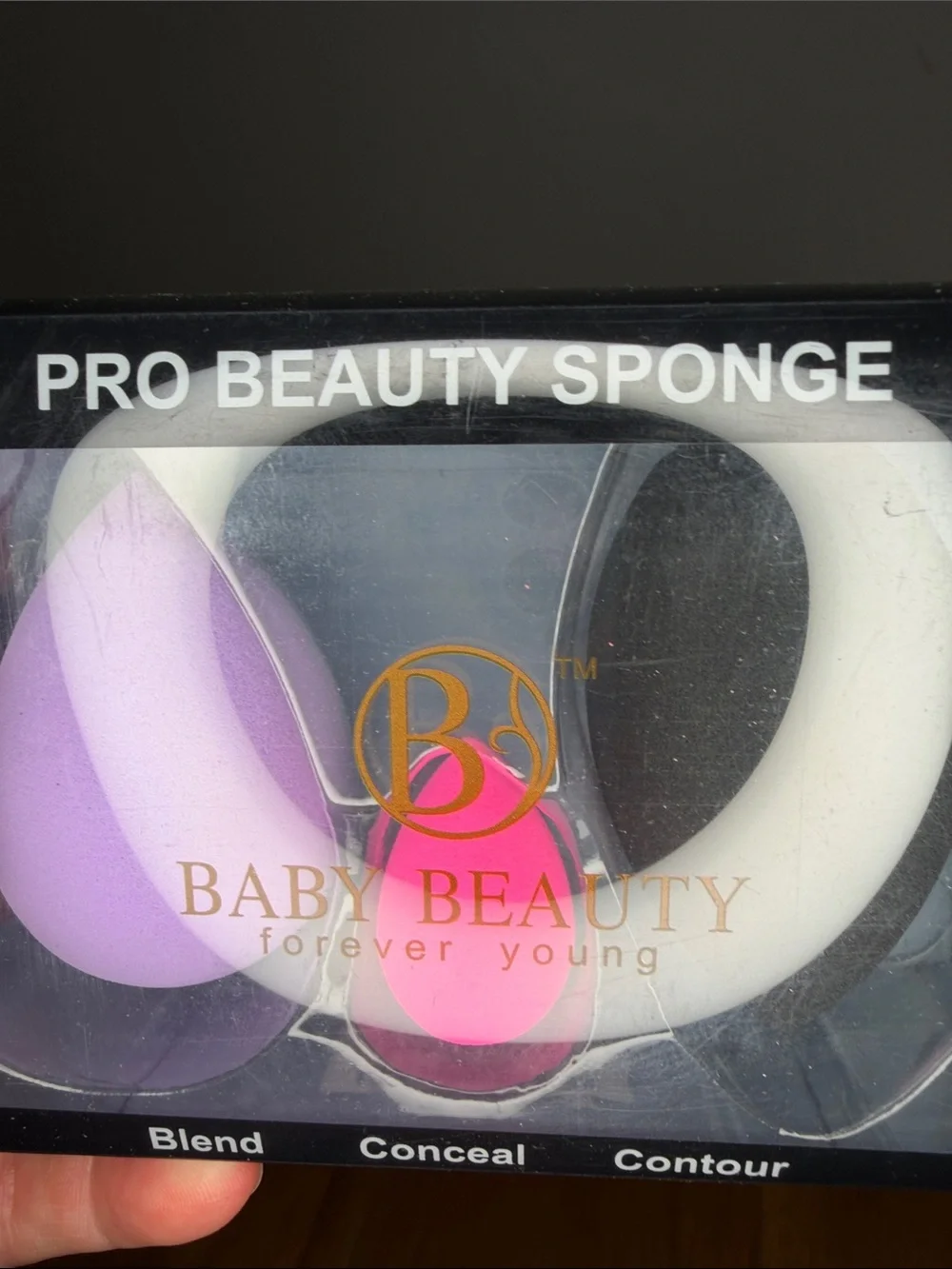 Baby Beauty Pro Makeup Sponge Set - Purple, Pink, Black
